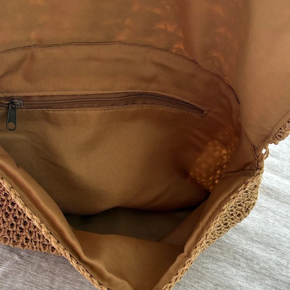 Woven Straw Clutch Bag in Natural Brown